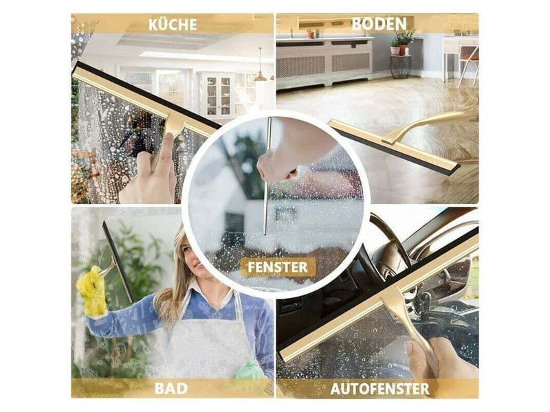  Enowelir raclette de douche en acier inoxydable doré avec support sans percage pour salle de bain et verre de douche  - Conforama D