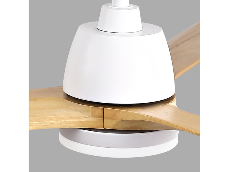  Ventilateur de plafond 60 pouces led dimmable, moteur dc réversible, bois naturel et blanc  - Conforama E