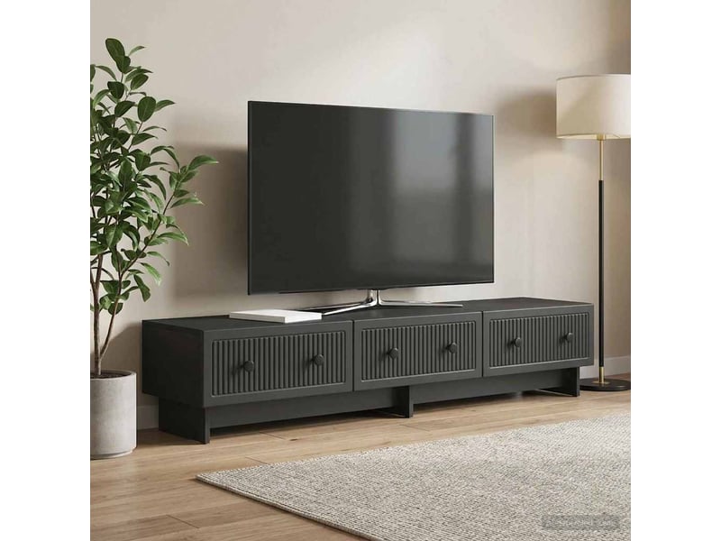  Meuble tv - banc tv - meuble de rangement 147 x 34,5 x 30 cm noir bois d'ingénierie  - Conforama D