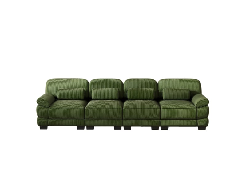 Canapé modulable,336x88,5x94 cm,4 places,velours côtelé,vert - Conforama A