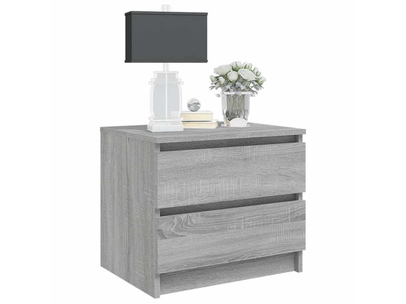  Lot de 2 tables de chevet - cabinet de chevet - table de nuit sonoma gris 50x39x43,5cm bois ingénierie  - Conforama E