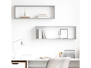 Lot de 2 étagères cube murales, armoires de rangement gris béton bois d'ingénierie cf42737