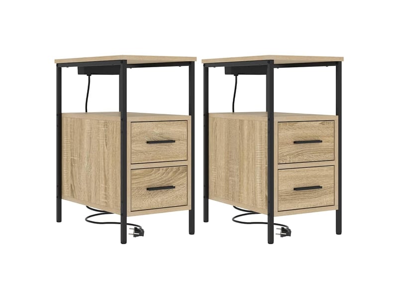 Table de chevet - cabinet de chevet - table de nuit 2 pièces chêne sonoma 30 x 48 x 61 cm - Conforama A