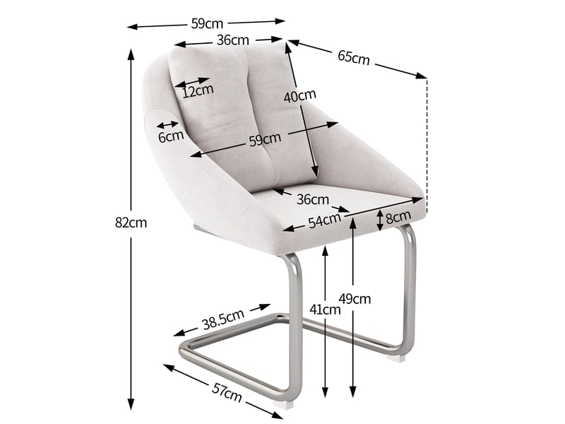 Lot de 2 chaises de salle à manger en velours beige avec coussin  - Conforama E