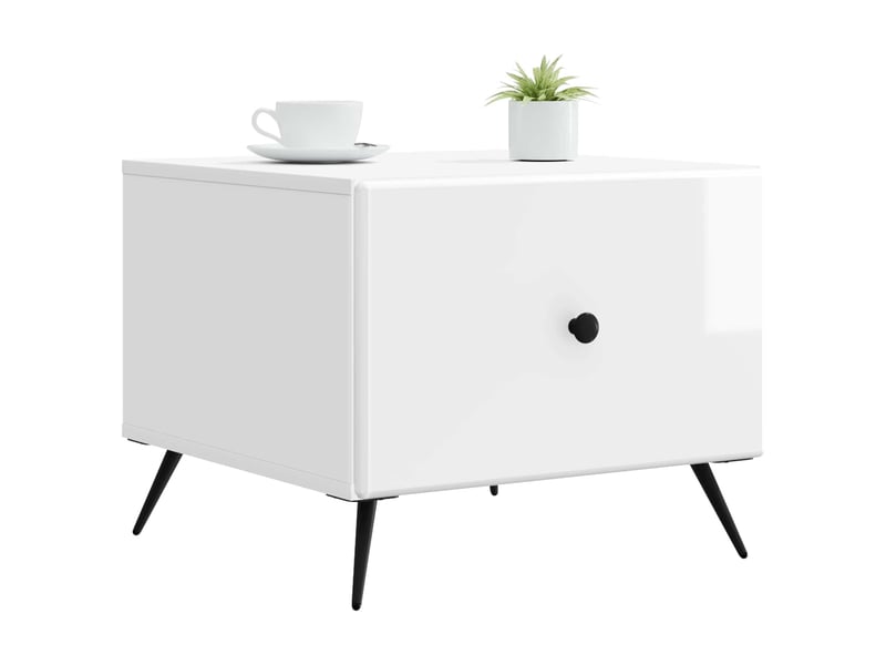  Table basse - table de salon - table à thé blanc brillant 49 x 50 x 40 cm bois d'ingénierie  - Conforama C
