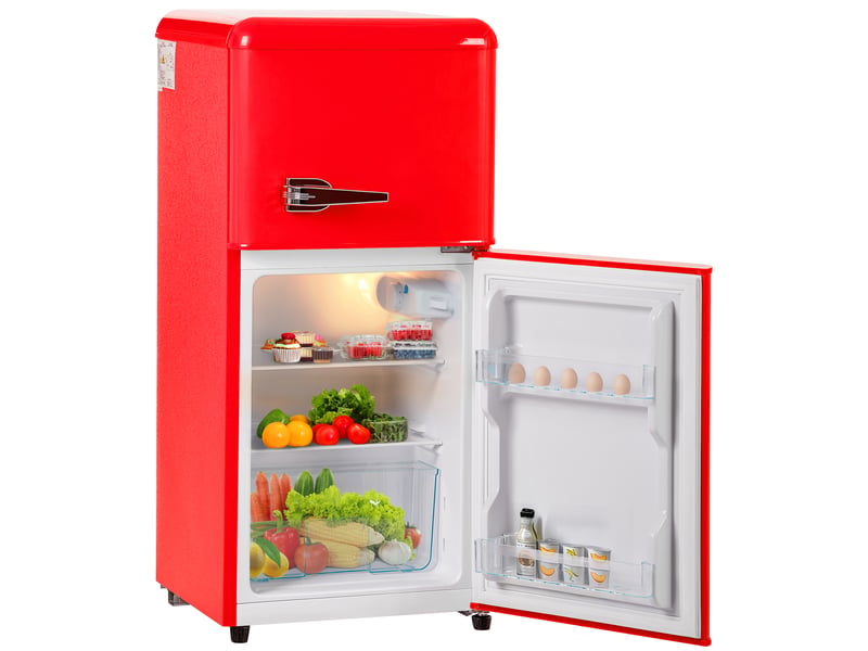 Réfrigérateur rétro double porte 88,8x45,5x42,5 cm 60 l métal rouge - Conforama A