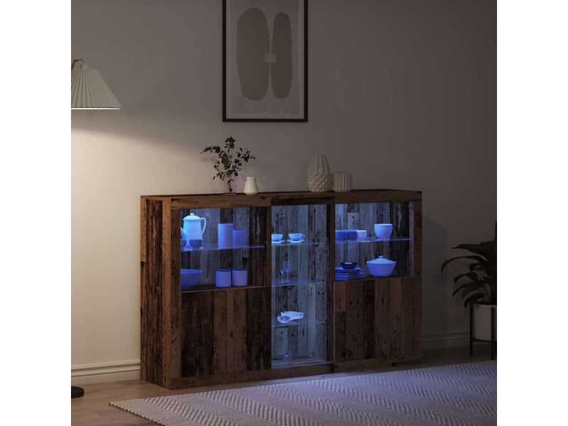 Buffet - bahut - meuble de rangement led bois ancien 162 x 37 x 100 cm bois d'ingénierie - Conforama E