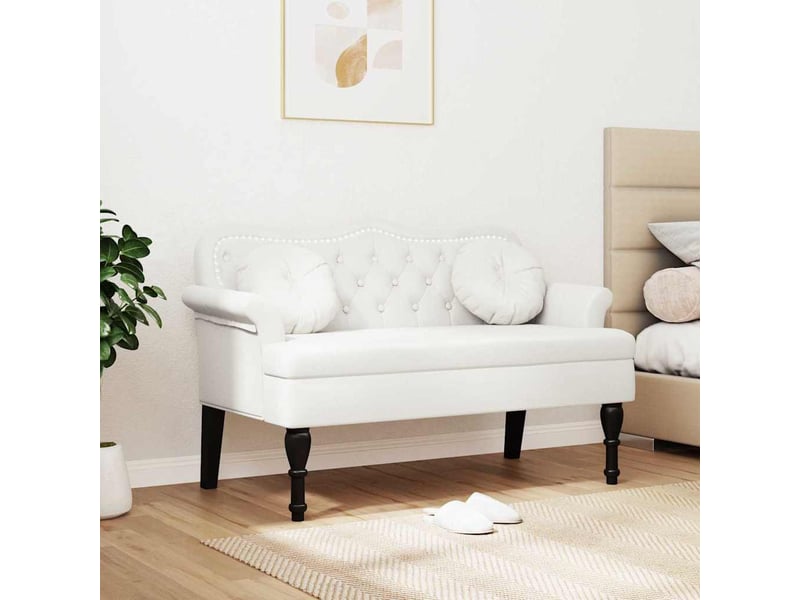 Banc chesterfield, canapé 2 places blanc 120,5x65x75 cm simili cuir - Conforama C