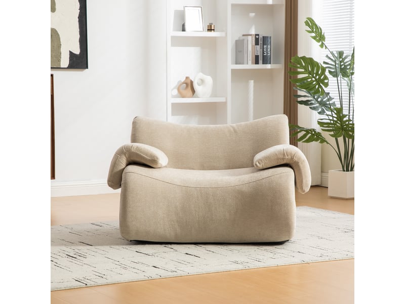 Canapé modulable, canapé de salon : base antidérapante, mousse haute densité, en tissu chenille, kaki clair - Conforama R