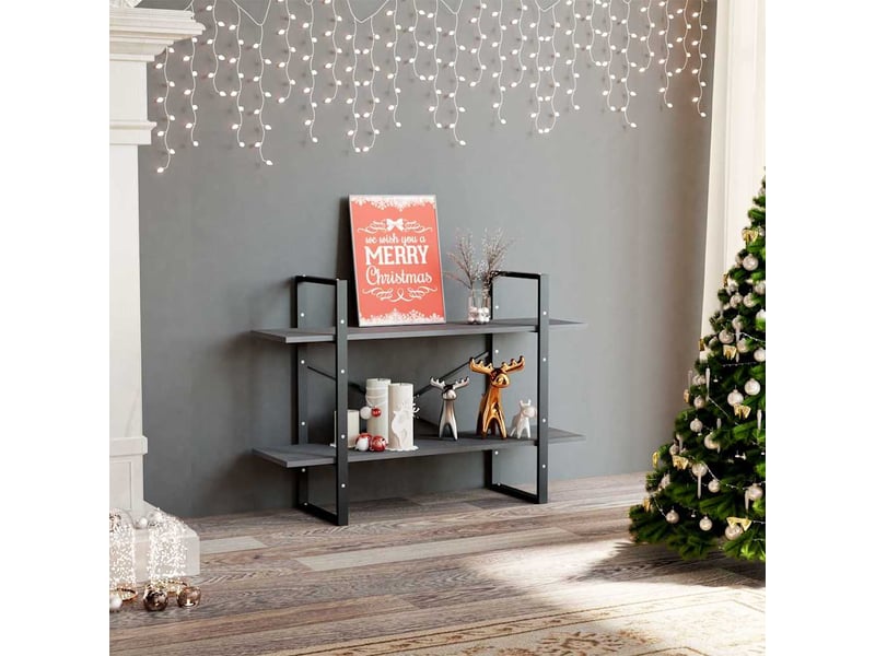  Bibliothèque à 2 niveaux, armoire à livres gris 100x30x70 cm bois de pin massif  - Conforama C