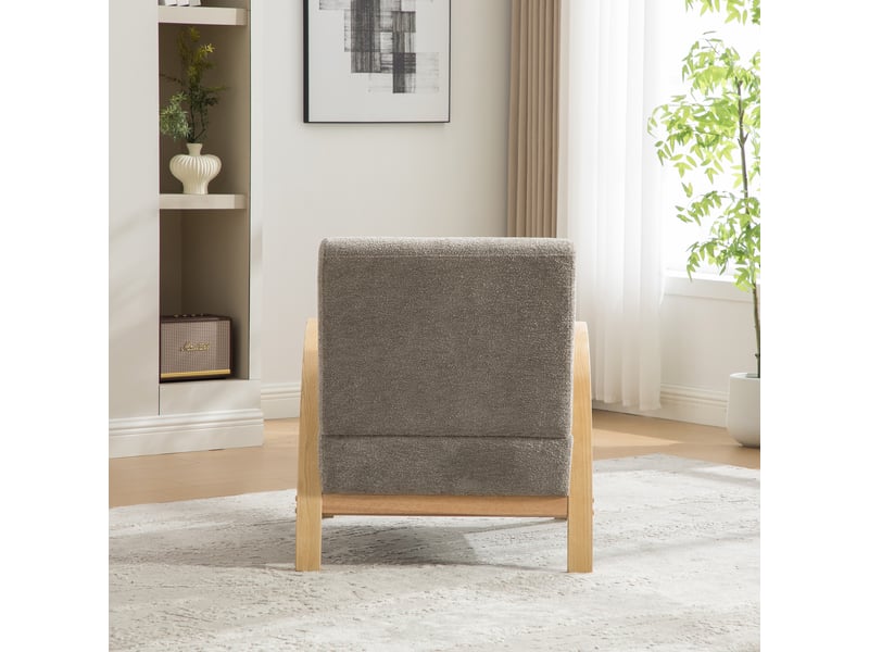 Fauteuil lounge scandinave, tissu chenille, gris, dimensions 80,5×70,5×82,5 cm - Conforama R