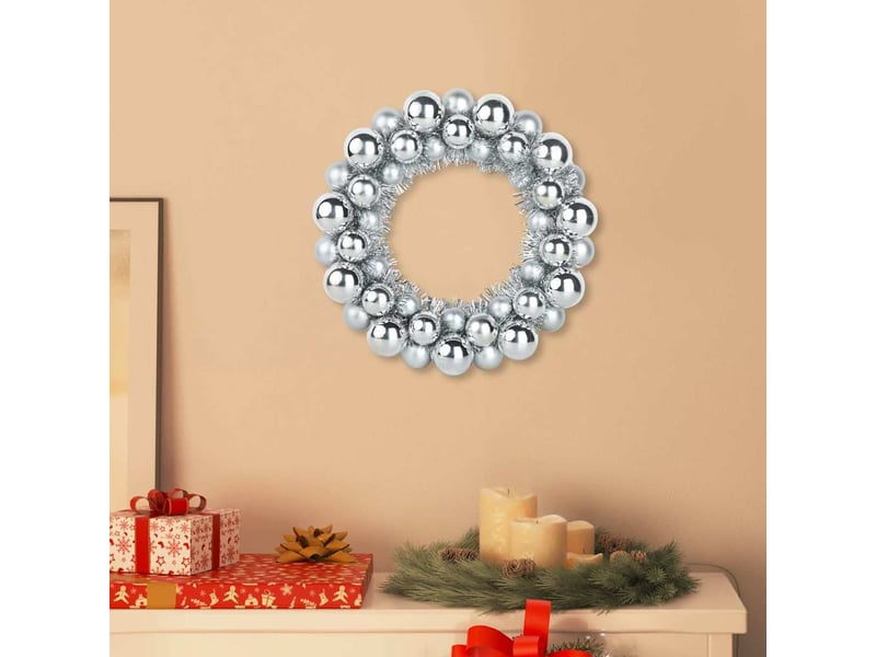  Couronnes de boules de noël 2 pcs argent 33 x 33 x 7 cm  - Conforama B