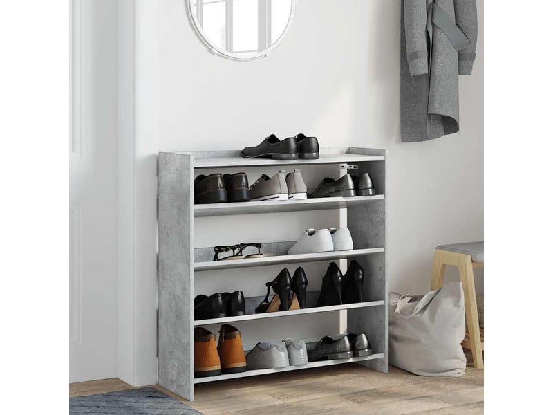  Meuble à chaussures, étagère à chaussures gris béton 80x25x81 cm bois d'ingénierie  - Conforama C