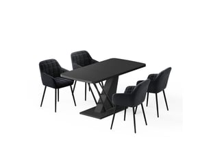 Vicco ensemble de table à manger, noir, 120x80cm avec 4 chaises de salle à manger