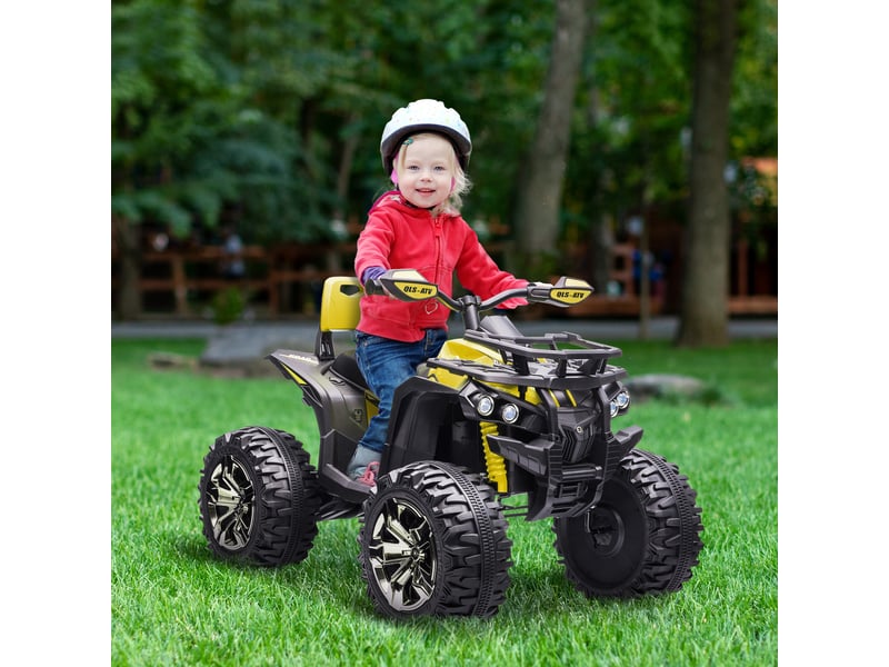  Quad buggy électrique enfant 12 v, 8 kmh, effets lumineux et sonores, siège avec dossier, porte-bagages avant, métal et pp  - Conforama C