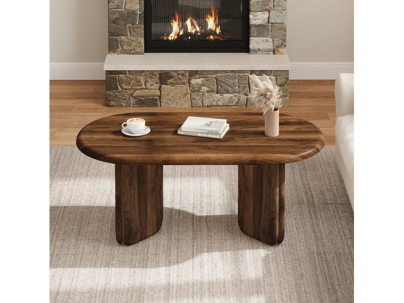  Table basse tcqpz ovale 99 x 50 x 40 cm en mdf aspect noyer  - Conforama D