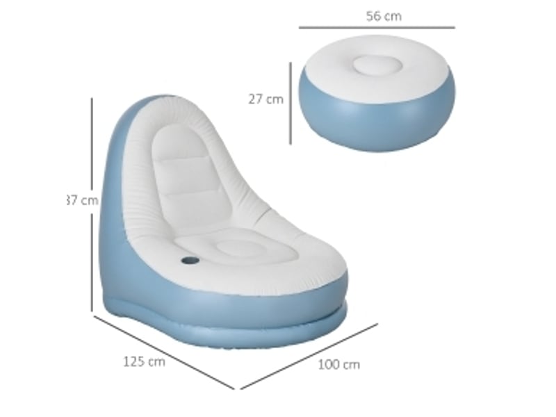  Fauteuil gonflable fixe 1 place avec repose-pieds et porte-gobelet, blanc, pour camping et maison  - Conforama C