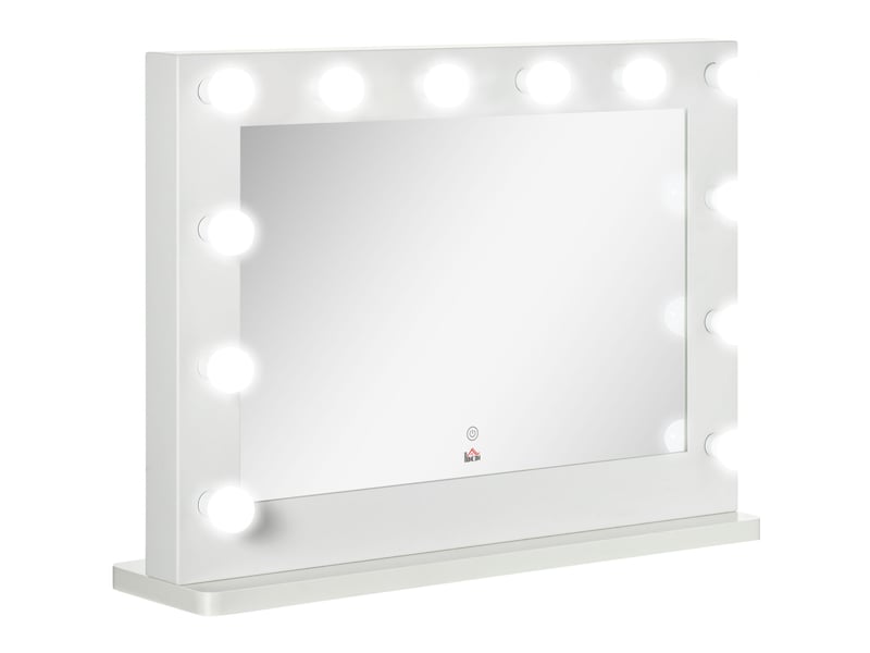  Miroir lumineux de salle de bain avec 12 led réglables, commande tactile et mémoire, en fer blanc 80 × 60 × 20 cm  - Conforama A