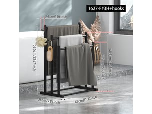 Porte-serviettes de salle de bain – (avec crochets) – porte-serviettes sur pied – porte-serviettes de bain (45 x 25 x 56,5 cm)