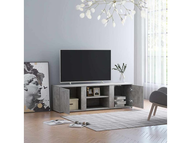  Meuble tv - banc tv - meuble de rangement gris béton 120x34x37 cm bois d’ingénierie  - Conforama B