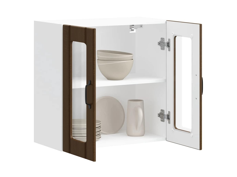  Armoire murale de cuisine et porte en verre lucca chêne marron shl9157  - Conforama E