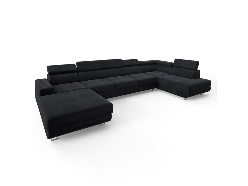  Canapé d'angle gaian, velours noir  - Conforama A
