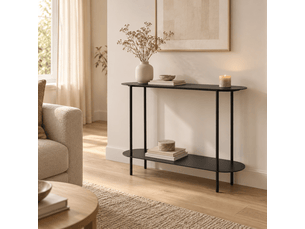 Console à deux niveaux en métal noir h77 cm - sasha