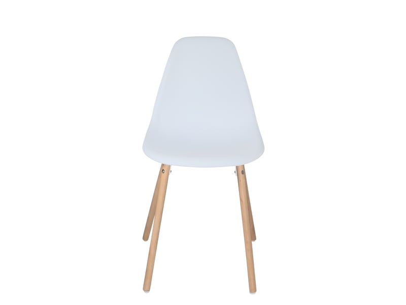  Lot de 4 chaises scandinaves ova blanches avec assise plastique et pieds bois clair  - Conforama C