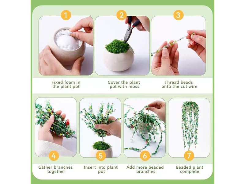  Kit diy plantes en perles 5422 pièces, fleurs et feuilles en verre cristal, décoration artisanale et attrape-soleil  - Conforama C