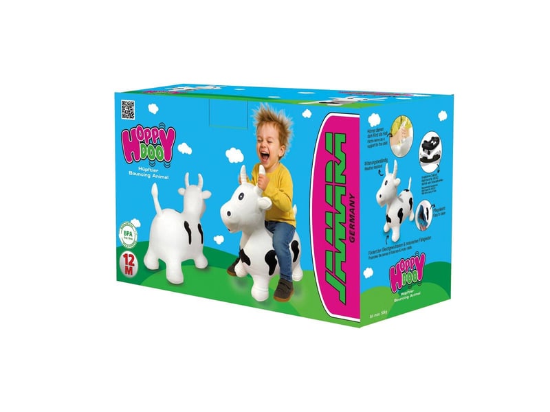 Animal rebondissante vache hoppydoo blancnoir avec pompe 460318 - Conforama D