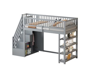 Lit mezzanine 90x200 cm <strong></strong>  <strong></strong> coloris gris