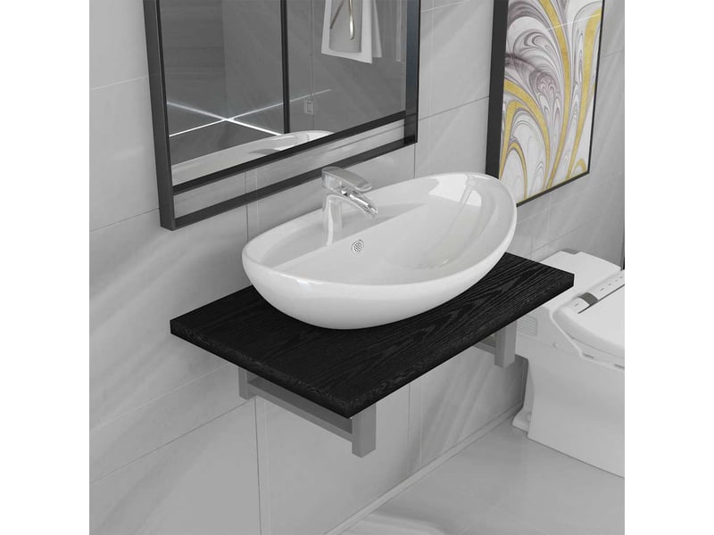 Meuble de salle de bain, armoire salle de bain en deux pièces céramique noir cf65447 - Conforama B