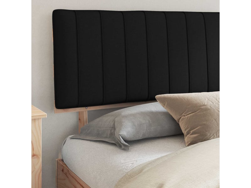 Lit double- lit adulte - cadre de lit avec tête de lit rembourrée noir 200 x 200 cm - Conforama B