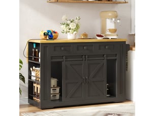 Desserte de cuisine 130x80x87 cm plateau rabattable mdf noir et naturel