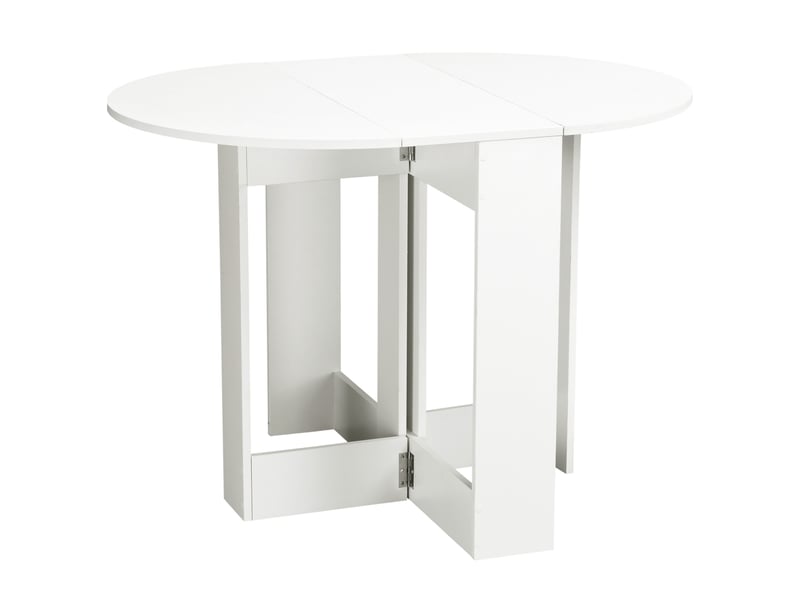  Table pliable de cuisine salle à manger 2 abattants - table ovale extensible - 104l x 76l x 73,7h cm en bois blanc  - Conforama B