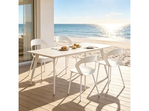 Chaises salle à manger lot de 4 dossier ergonomique  - piètement métal polypropylène blanc 51×44×83 cm