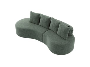 Canapé en lin respirant avec 4 coussins 240 cm - porte-gobelet et poches latérales