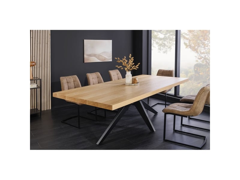 Table de salle à manger azma – mdf placage chêne et métal – 240 cm – style moderne - Conforama B