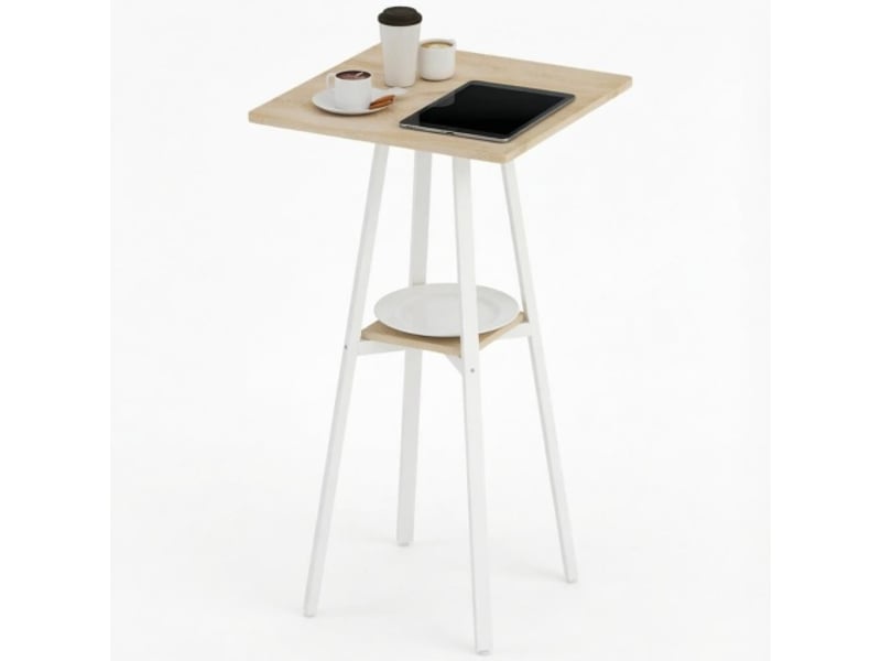  Table debout élégante avec étagère - bar carré pour 2 personnes - table de cuisine avec rangement  - Conforama A