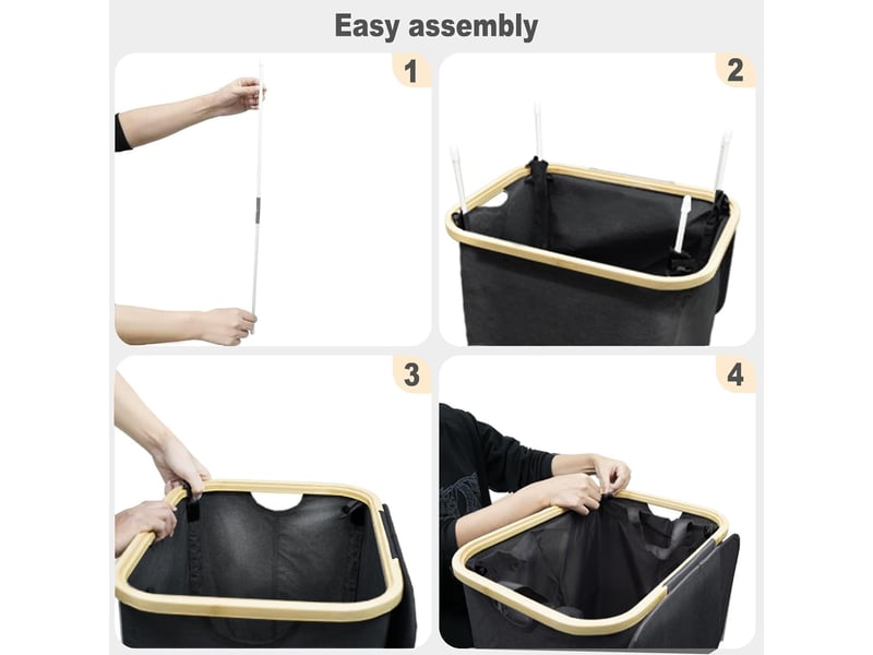  Panier à linge avec couvercle 100l – 40.5x33x75cm, noir  - Conforama D