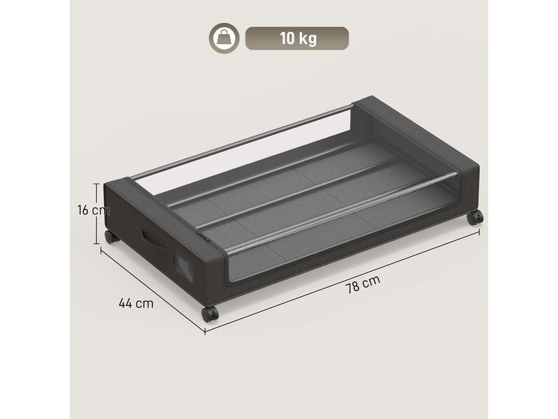Bac de rangement 40l x 2 - boîte de rangement dessous de lit - roulettes, fermeture éclair - tissu noir - Conforama C