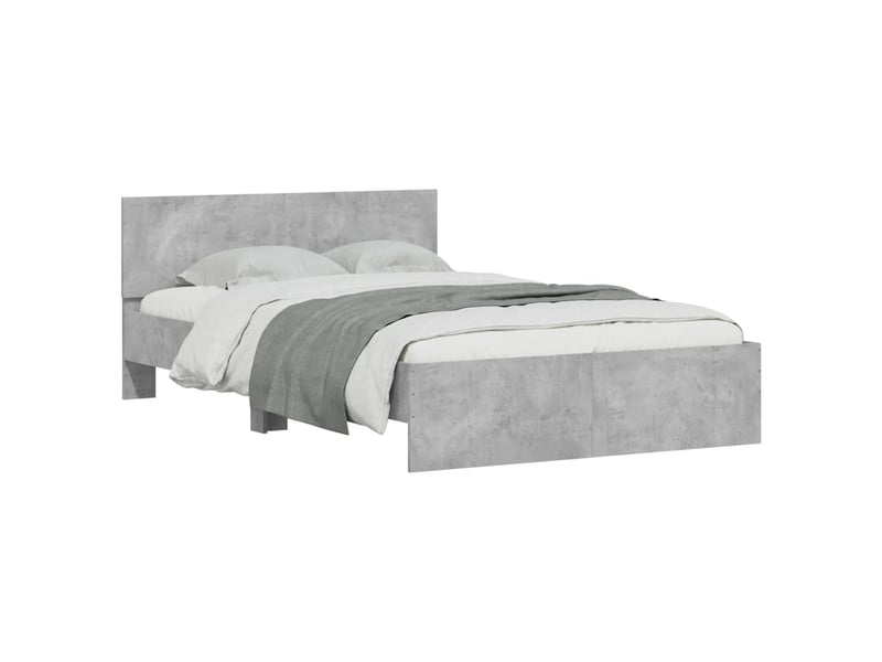 Lit double- lit adulte - cadre de lit avec tête de lit et led gris béton 120x200 cm - Conforama D