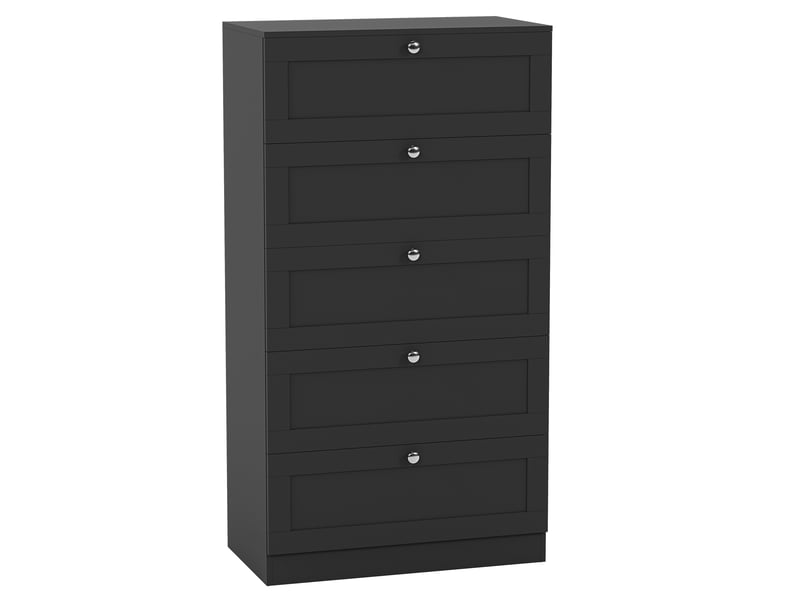  Commode altino 5 tiroirs, chambre, rangement vêtements, meuble, 121x65x36cm, noir 3332185 - Conforama A