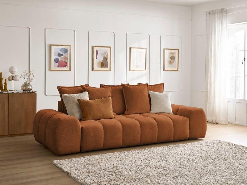  Bobochic canapé droit fixe 3 places everest tissu chiné orange EVEREST - Conforama B