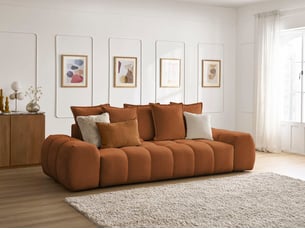 Canapé droit fixe BOBOCHIC EVEREST 3 places Tissu orange