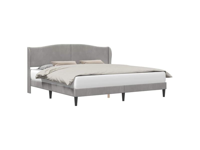  Lit double- lit adulte -  cadre de lit avec tête de lit gris clair 200 x 200 cm velours  - Conforama A