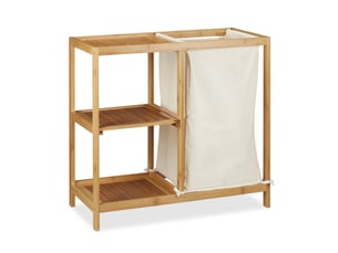Etagère de salle de bain avec panier à linge pratique 3 niveaux 75 x 30 x 90 cm en bambou naturel 13_0007672