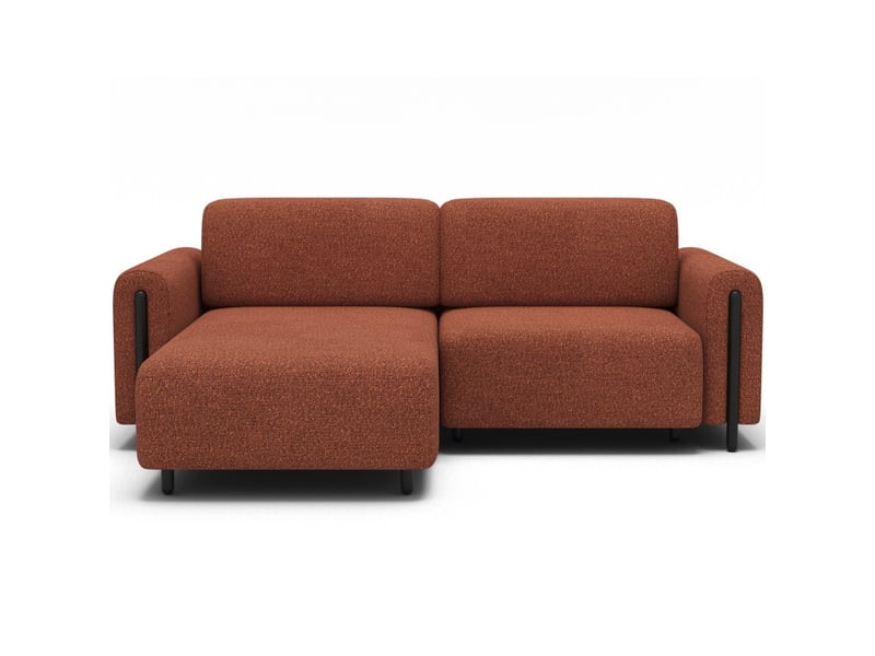  Canapé d'angle convertible arvessa terracotta bouclette – angle gauche avec coffre  - Conforama A