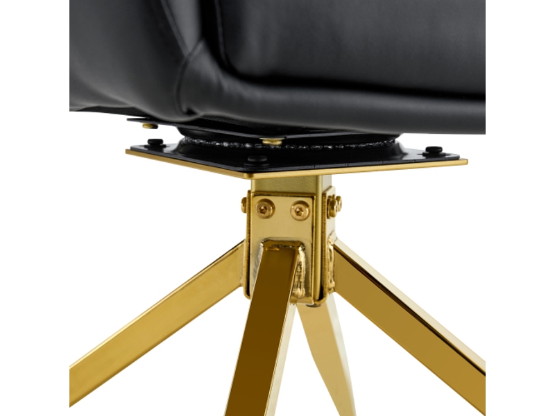  Ensemble de 2 chaises pivotantes design léger, pu noir, pieds dorés, 360° silencieuses - salle à manger et détente  - Conforama E
