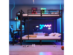 Lit superposé 140x200 cm <strong>MERAX</strong>  <strong>lit enfant noir</strong> coloris noir